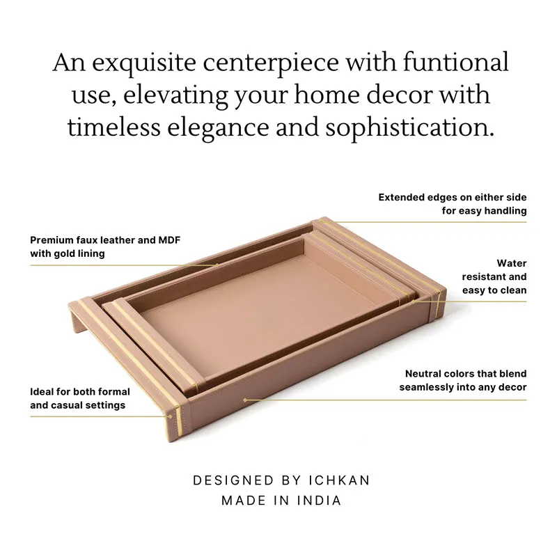 Ceastra Faux Leather Serving Tray - Beige media 3