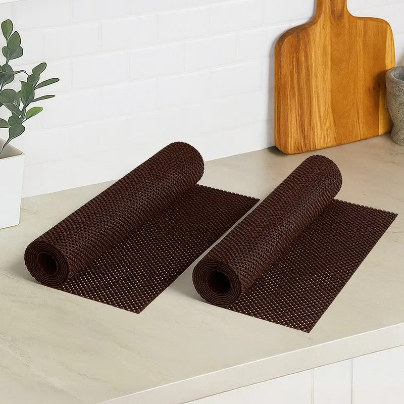 Neat Stack Kitchen Shelf Liner Mat (Brown) - Set Of Two media 1