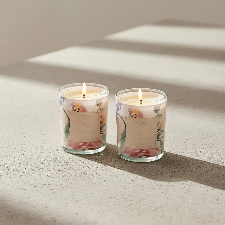 Vanilla Lily Scented Candle Glass Jar - Set Of Two media 1