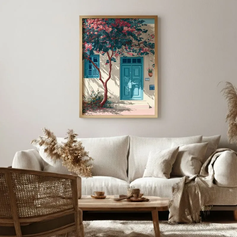 Sunlit Wall Canvas Wall Painting - Brown Frame media 1