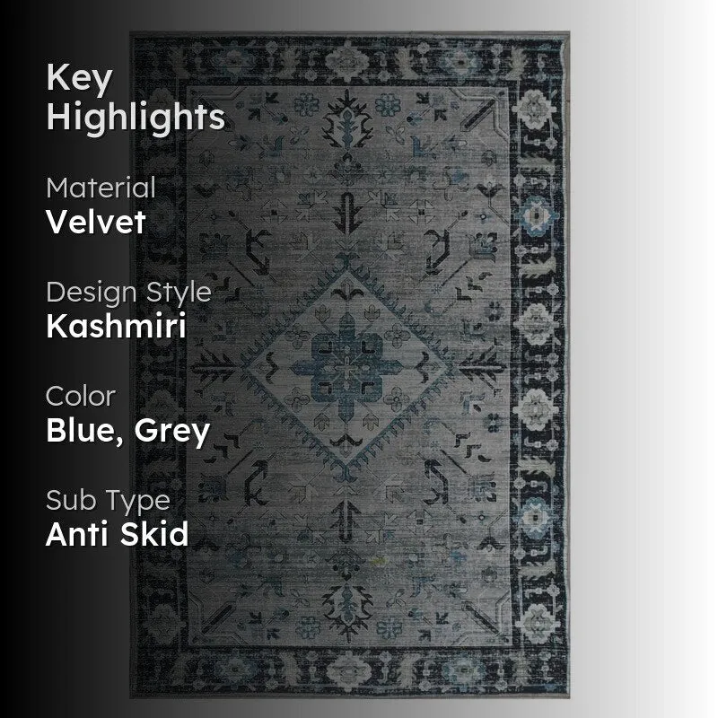 Zarifa Velvet Rectangle Anti-Skid Carpet media 2