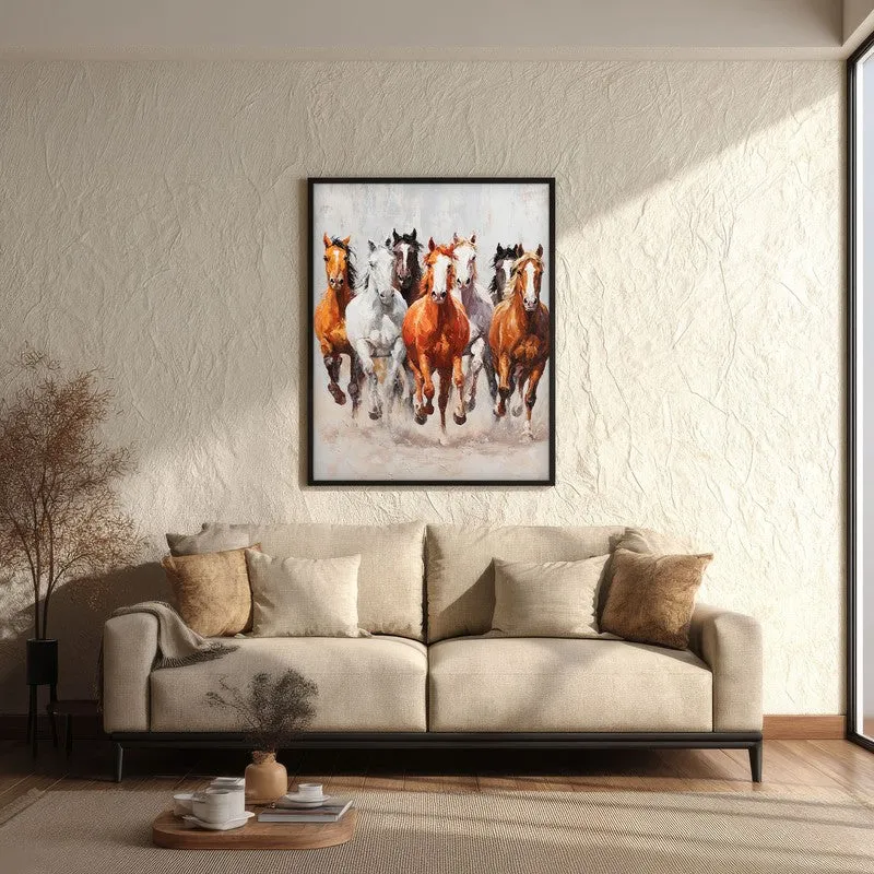 Storm of Hooves Horse Wall Painting With Black Frame media 3