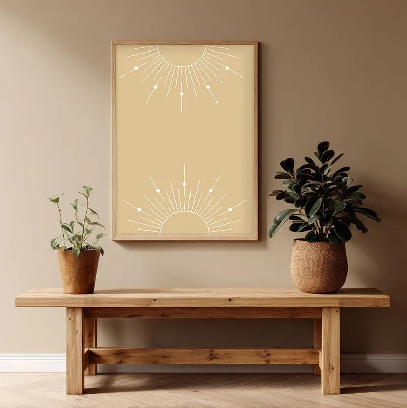 Radiant Noon Canvas Wall Painting With Brown Frame media 1