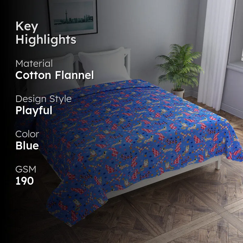 Warm Paws Flannel Duvet Cover (Blue) - 190 GSM media 2