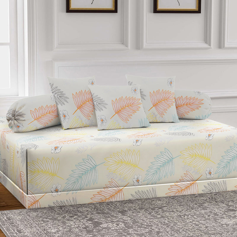 Pastel Ferns Diwan Set - Six Piece Set