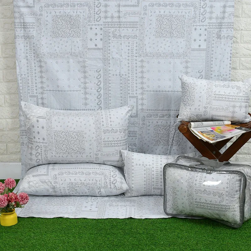 Mathieu Cotton Bedding Set (Grey/210 TC) - Five Piece Set media 5