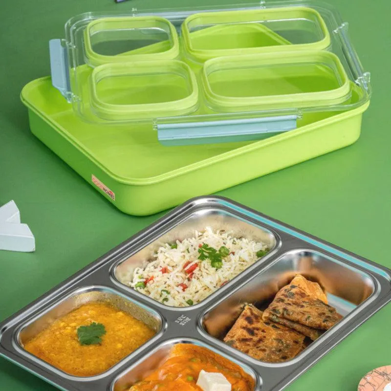 Agro Kids Leakproof Lunch Box with Compartments (Light Green) - 1100 ML media 1