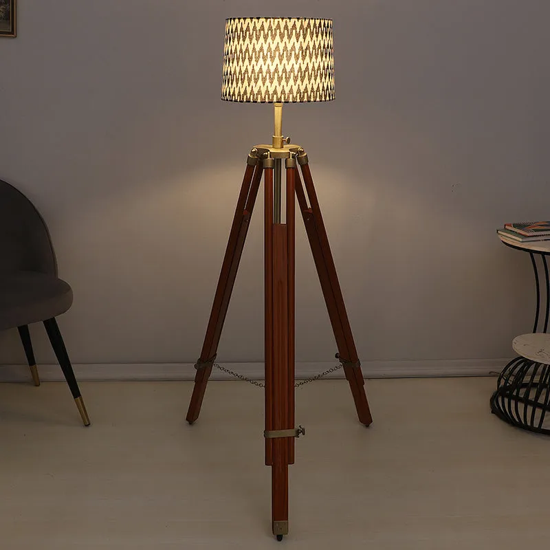 Chevronic Printed Tripod Floor Lamp - Brown media 1