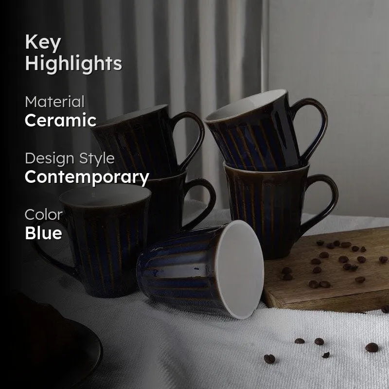 Nyctophile Ceramic Tea Cup (330 mL Each)  -  Set of Six media 2