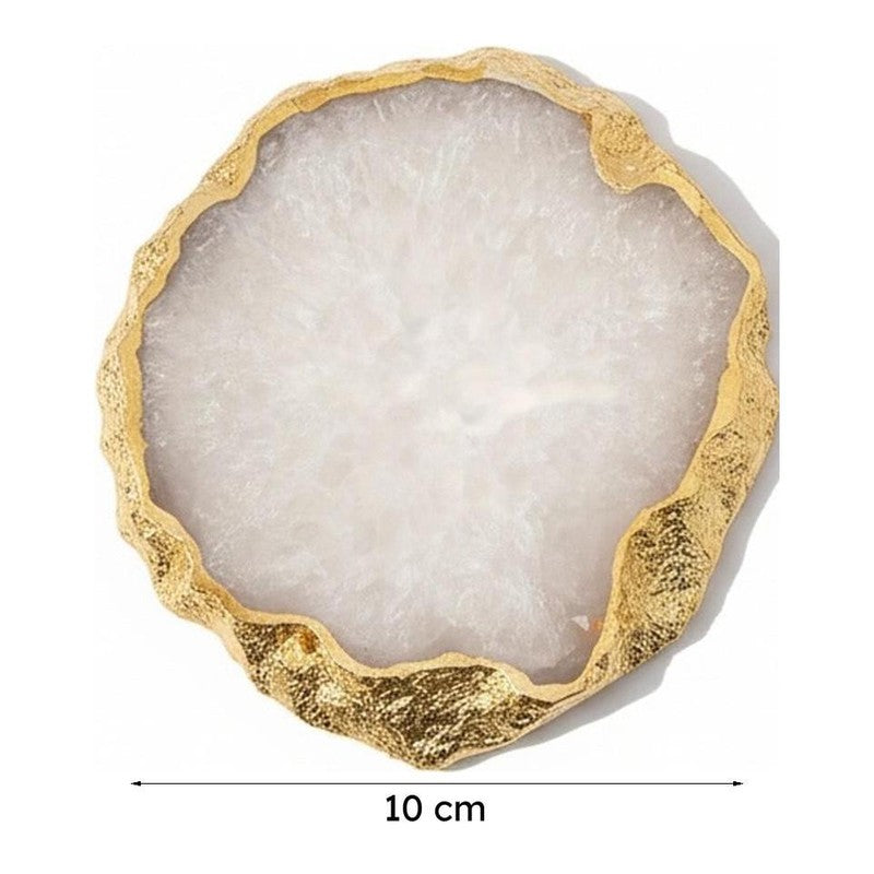Celeste Handcrafted Crystal Agate Coaster (White ) - Set Of Four media 6