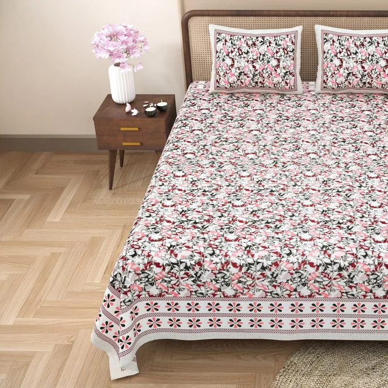 Rangix Cotton Bedsheet (Grey,Pink) - 240 TC media 4