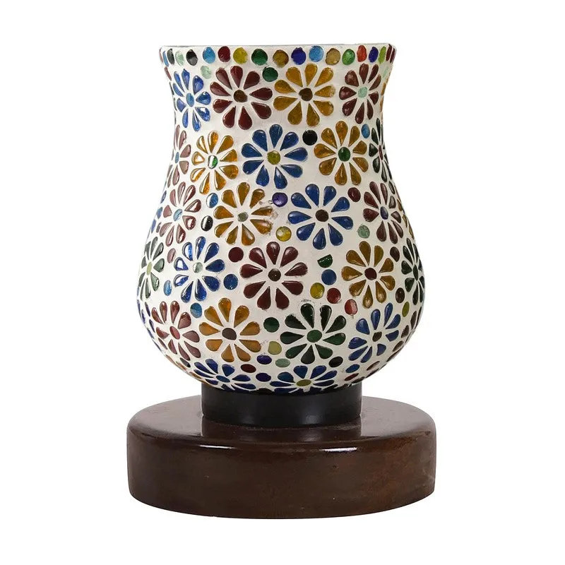 Stellix Mosaic Glass Table Lamp With Wooden Base - Multicolor media 5