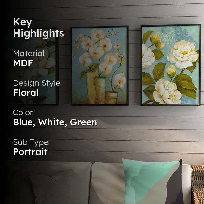 Peony Garden Wall Painting - Set Of Three media 2