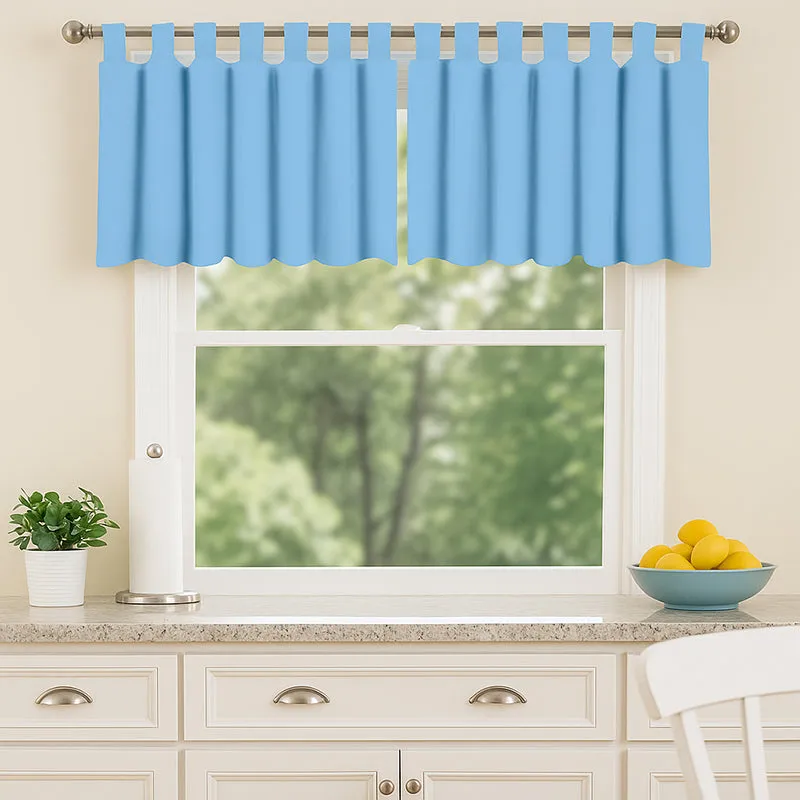 Tab Tale Flat Curtain Valance (Sky Blue) - Set Of Two media 1