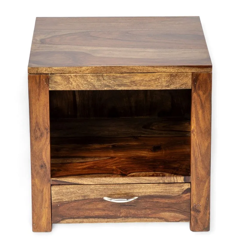 Sverix Sheesham Wooden Side & Bedside Table - Brown media 4