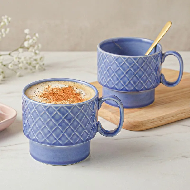 Fjord Ceramic Coffee Mug (500 mL Each/Mist Blue) - Set of Two media 1