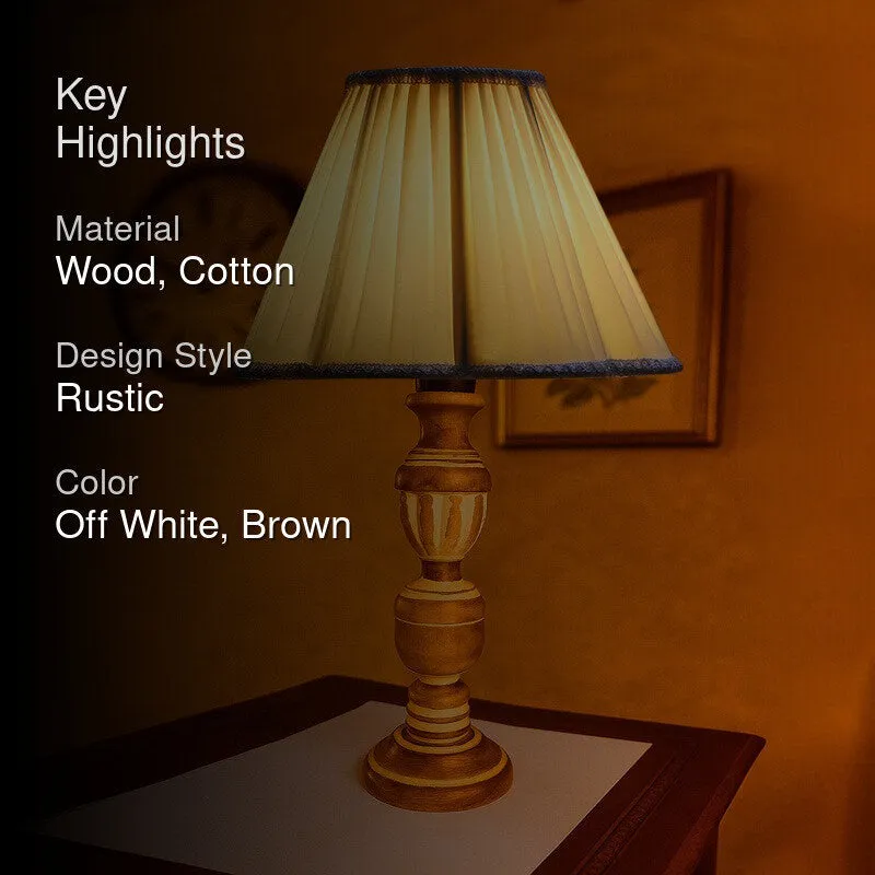 Zenrae Pleat Wooden Table Lamp - OffWhite,Brown media 2