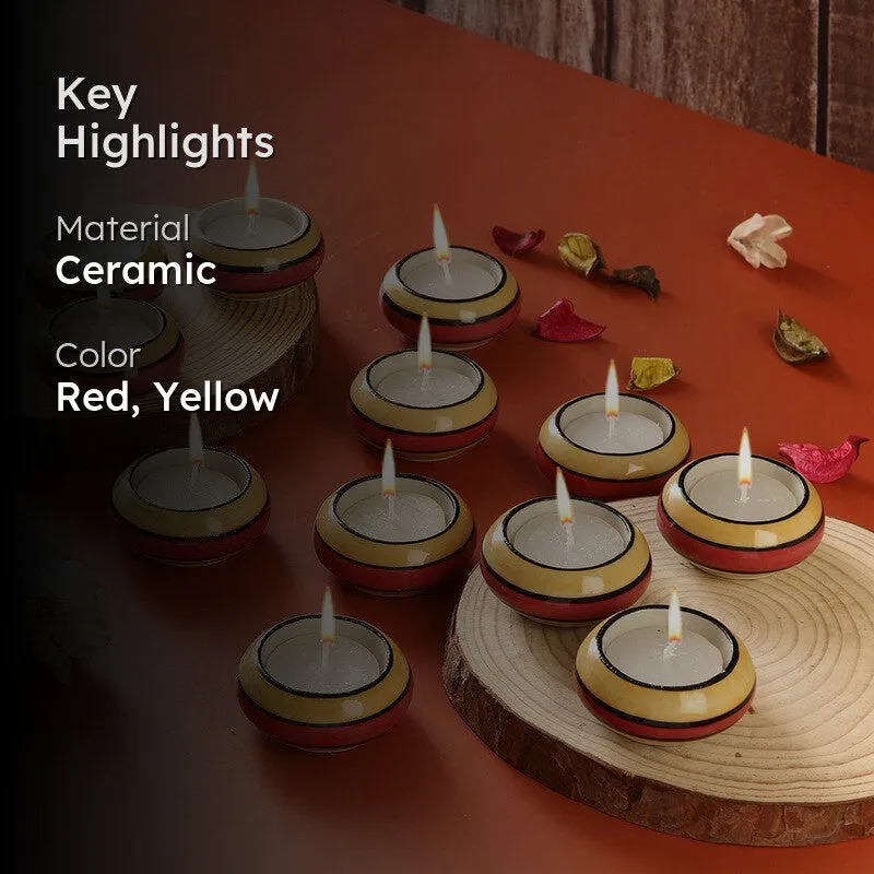Shubh Deep Candle Holders Red,Yellow media 2