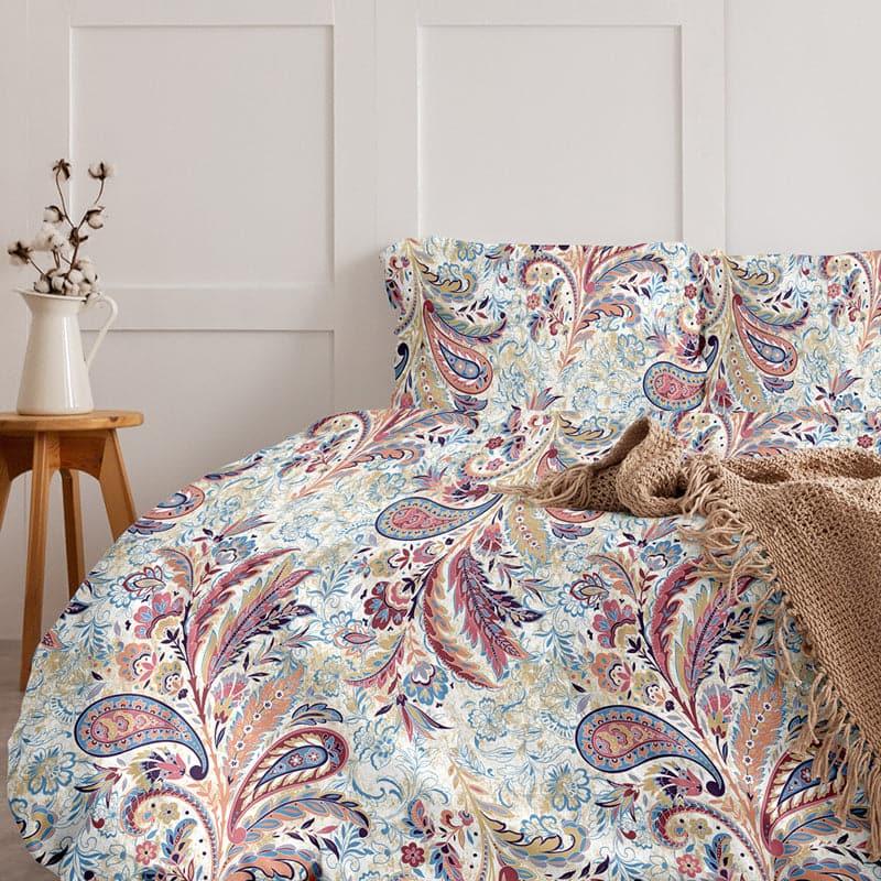 Duna Boheme Floral Cotton Bedsheet (Red) - 254 TC media 5