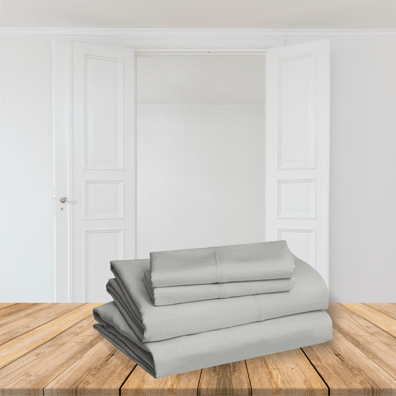 Moonweave Solid Cotton Bedsheet (Muted Grey) - 400 TC media 6