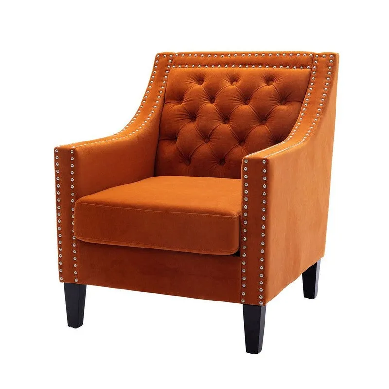 Softix Neem Wood Accent Chair - Orange media 3