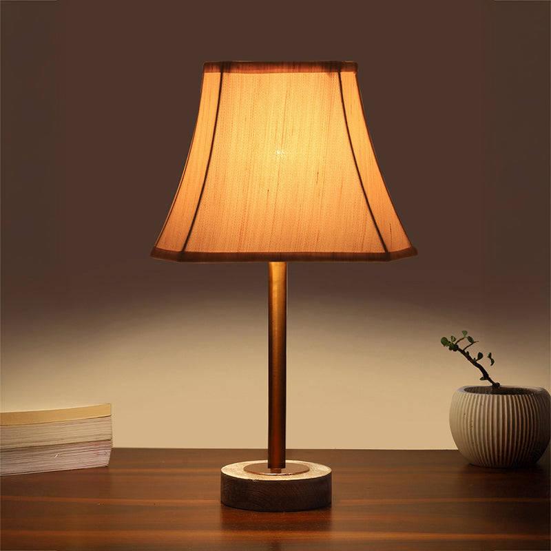 Ceylon Rodin Wooden Table Lamp - OffWhite,Copper,White