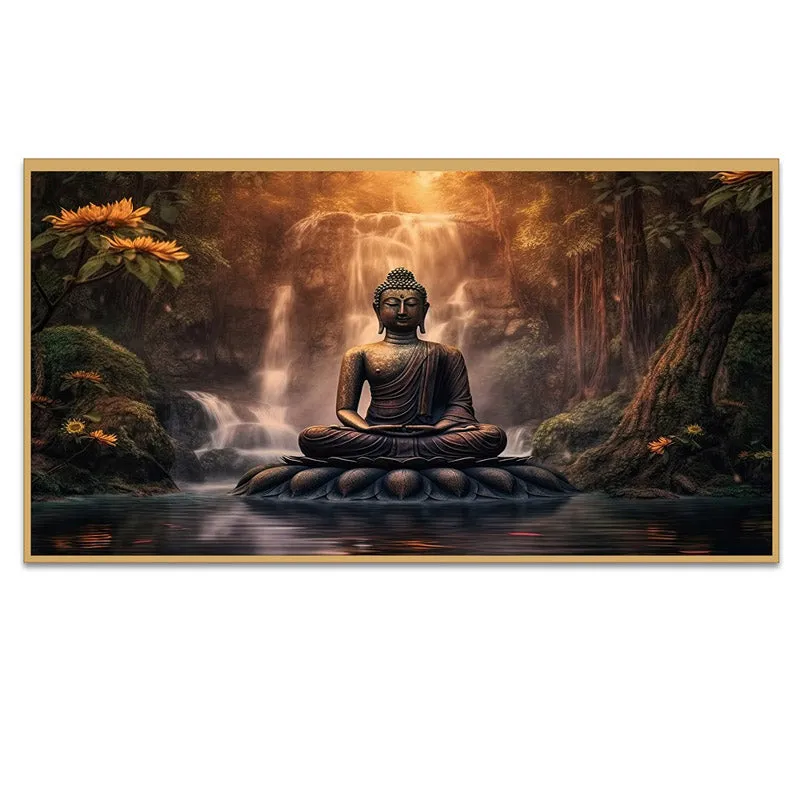Sacred Buddha Canvas Wall Painting With Frame media 6