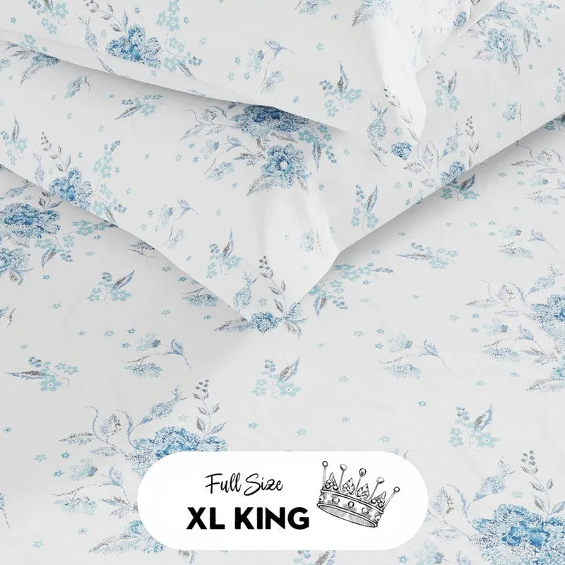 Novira Fitted Cotton Bedsheet (Blue) - 144 TC media 5