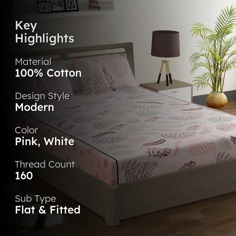 Swayam Tropical Delight Cotton Bedsheet (Light Pink) - 160 TC media 2