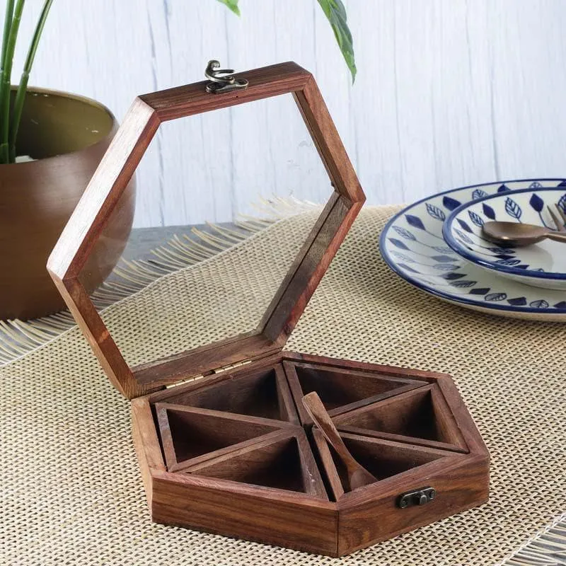 Hexa Wooden Spice Box media 4