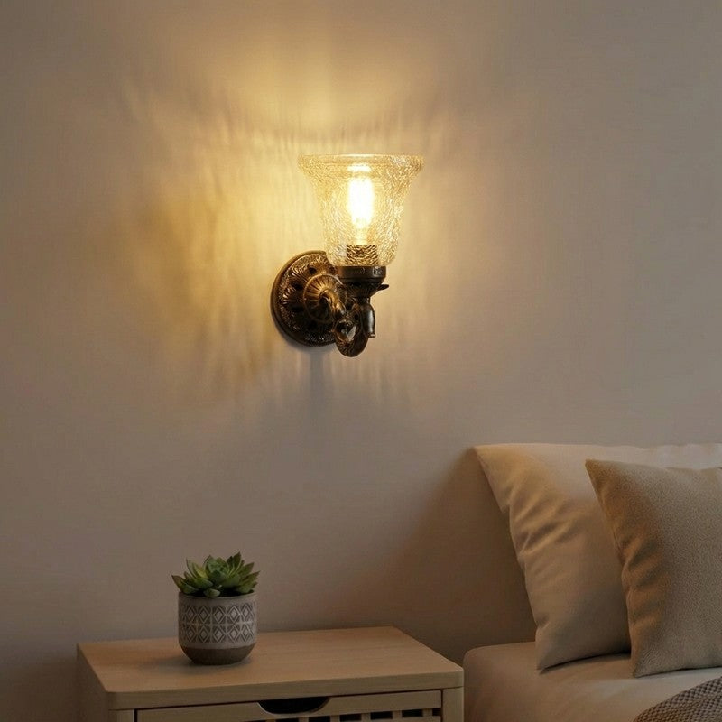 Swan Neck Antique Base Glass Wall Lamp