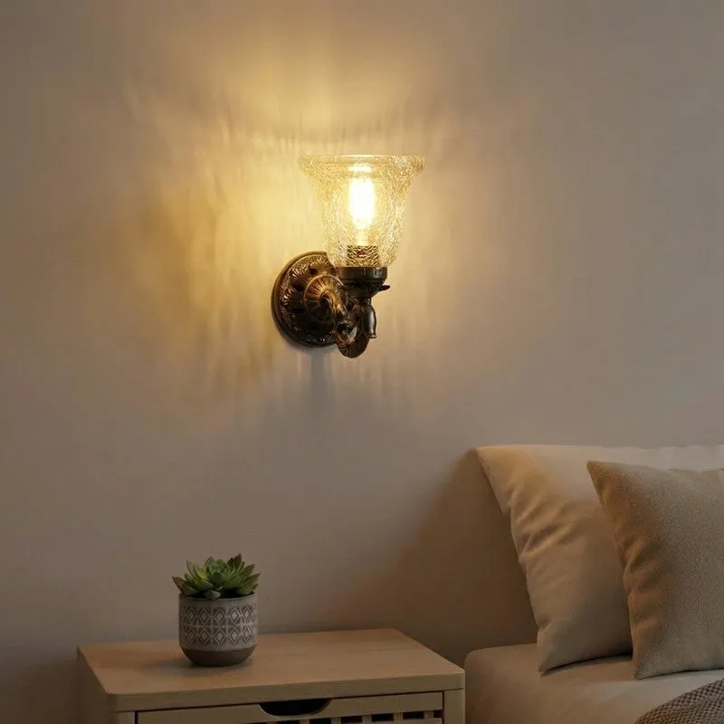 Swan Neck Antique Base Glass Wall Lamp media 1