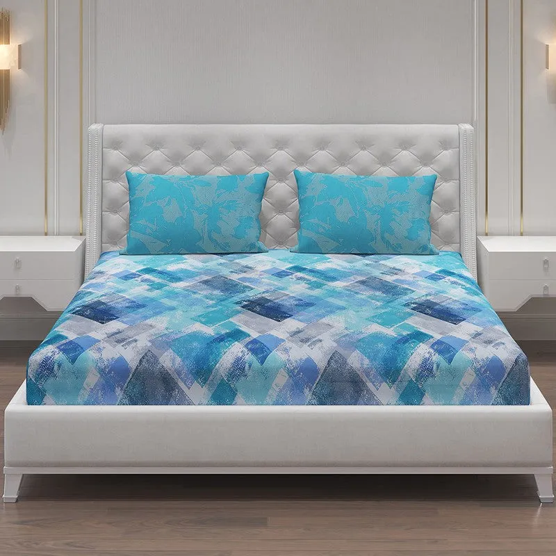 Monte Carlo Modern Muse Cotton Bedsheet (Blue) - 104 TC media 3