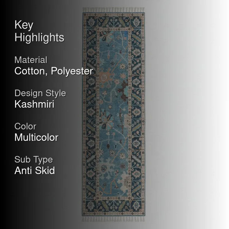 Aqua Garden Cotton Runner Rug media 2