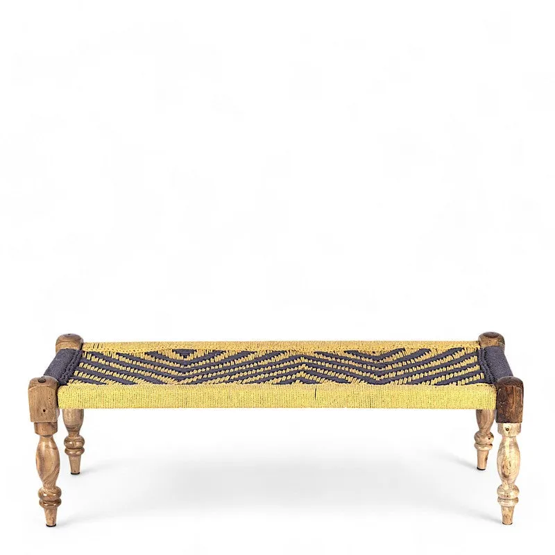 Calon Sheesham Wooden Bench - Yellow,Purple media 3