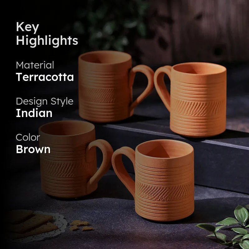 Srinda Terracotta Coffee Mug (250 mL Each) - Set of Four media 2
