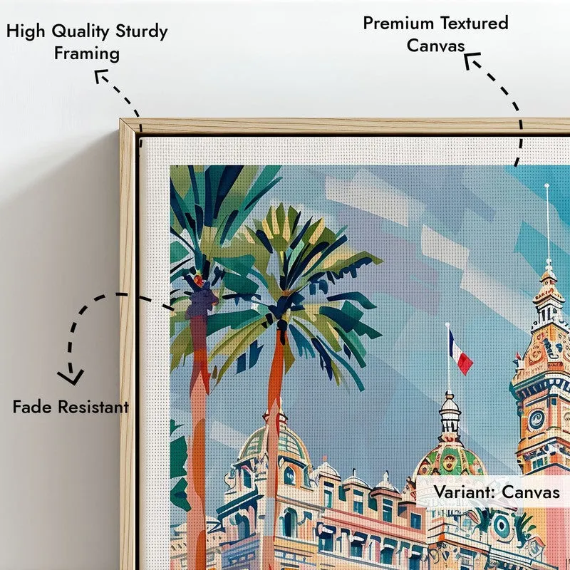 Vintage Monte Carlo Framed Canvas Archival Canvas Wall Painting - Natural Brown Frame media 6