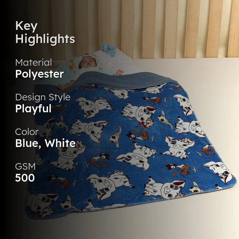 Monte Carlo Whimsical Cow Kids Blanket (Blue) - 500 GSM media 2