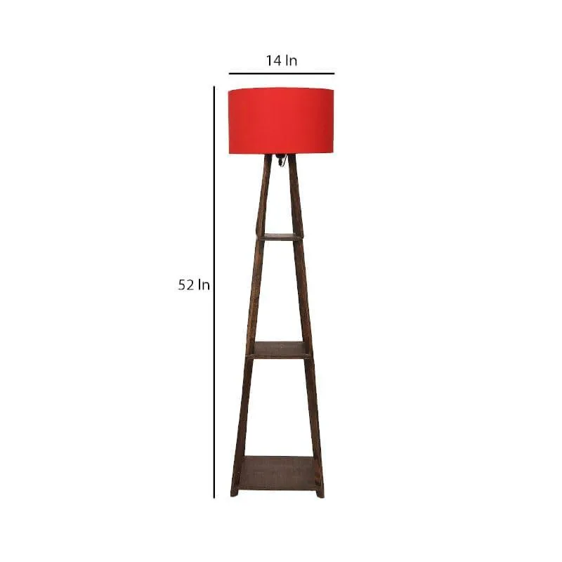 Seasa Wistera Wooden Floor Lamp With Shelf - Red media 6