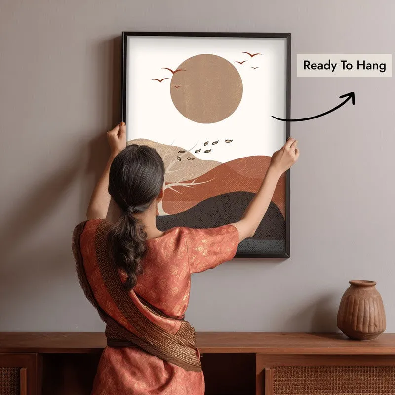 Earthen Rhythm Canvas Wall Painting With Black Frame media 6