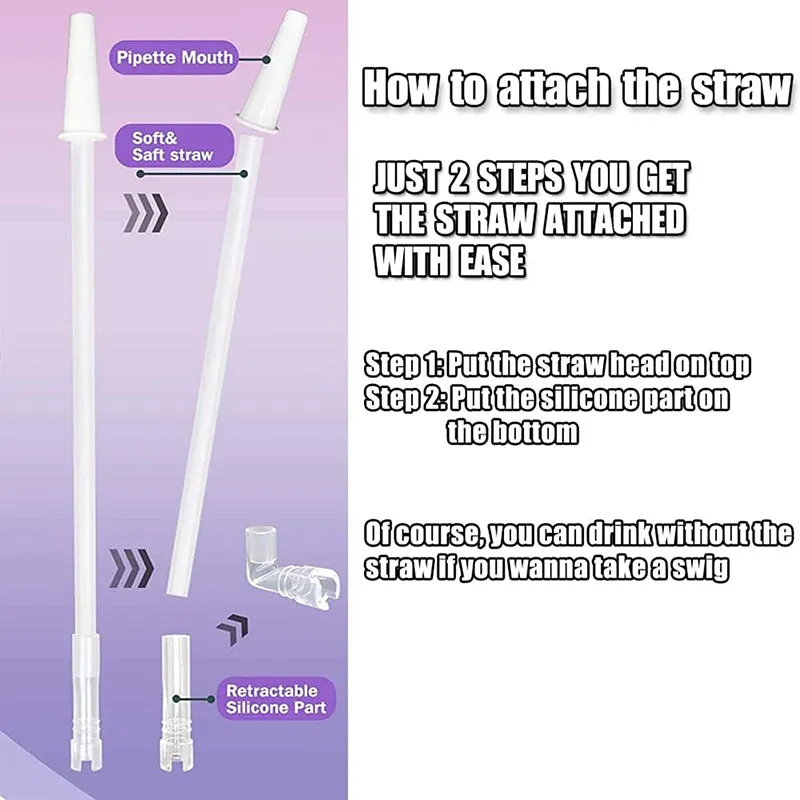 Ombre Sip Water Tumbler With Straw & Stickers (Purple,Blue) - 2 L media 5