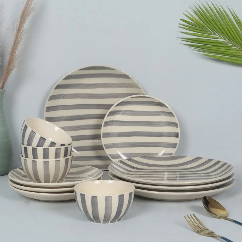 EasyServe Dining Set (Grey,White) - 12 Piece Set media 1