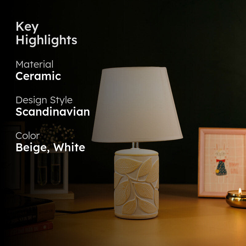 Anira Ceramic Table Lamp - Beige,White media 2