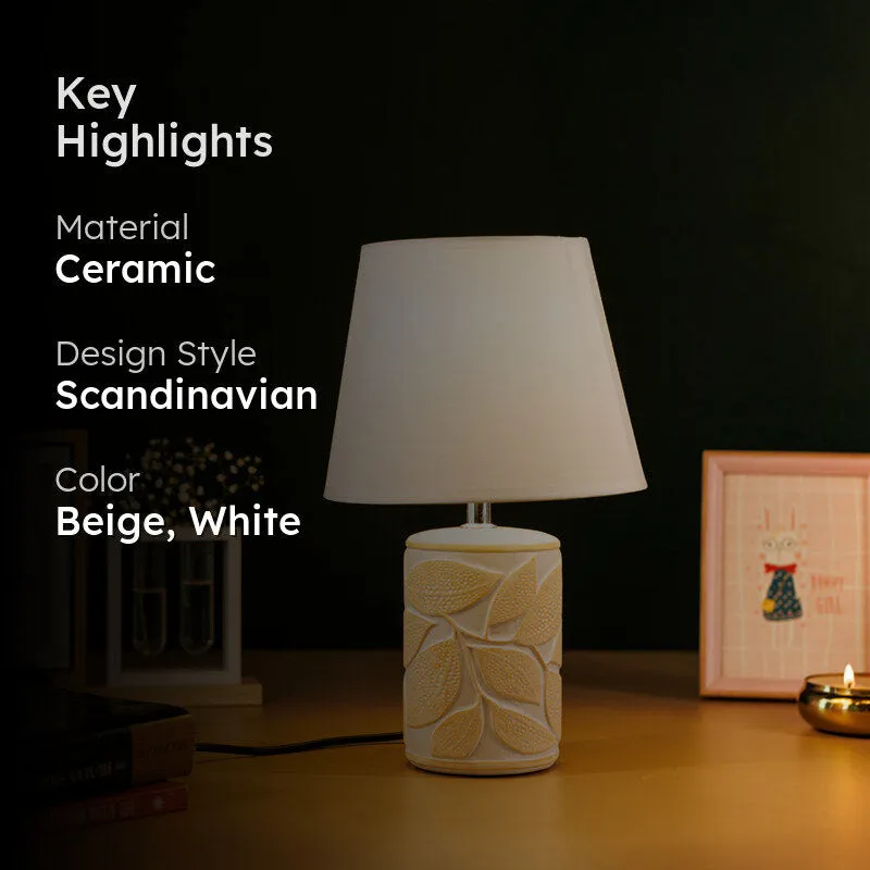 Anira Ceramic Table Lamp - Beige,White media 2