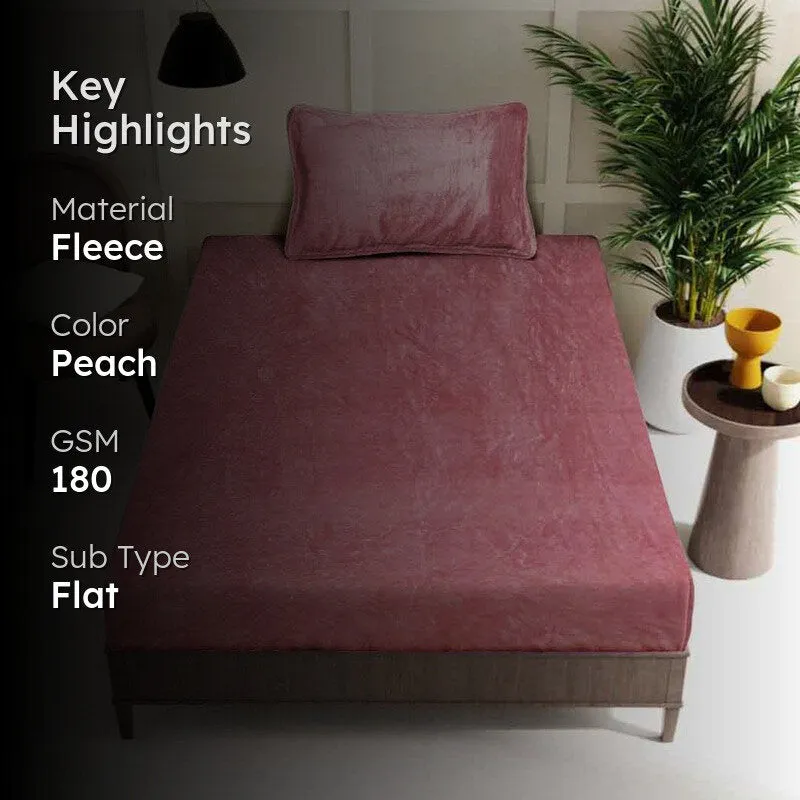 Gentle Rest Fleece Bedsheet (Peach) - 180 GSM media 2