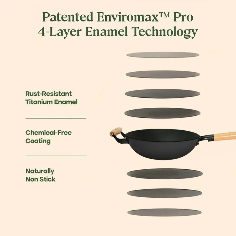 Cumin Co Enamel Cast Iron Wok with Lid (1500 mL) - Green media 10