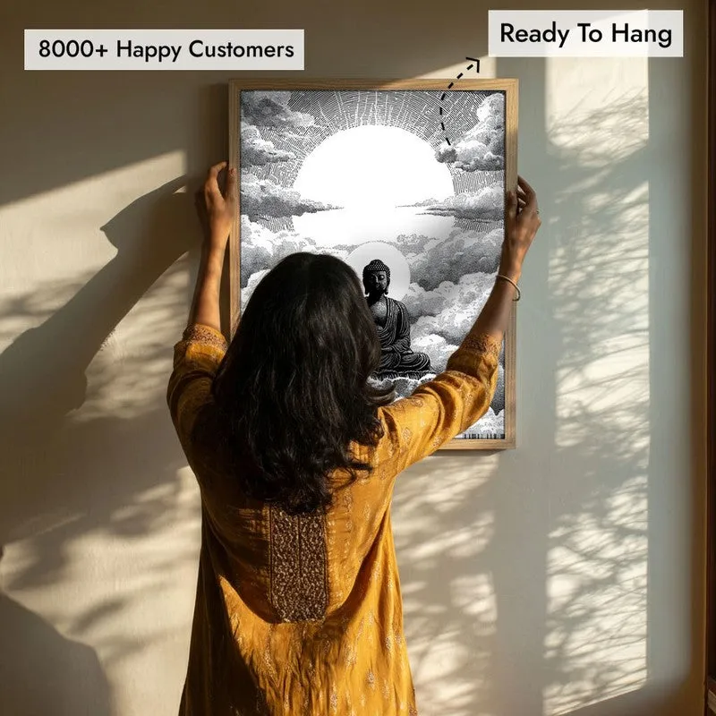Buddha In Clouded Serenity V Wall Painting With Brown Frame media 7