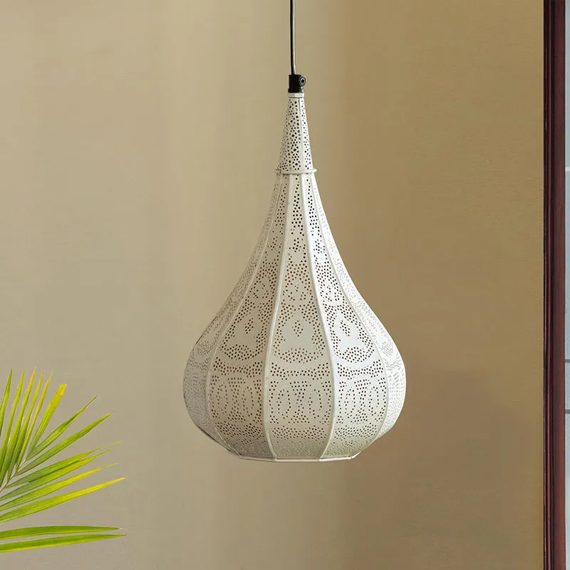 Fez Noor Iron Ceiling Lamp - White media 2