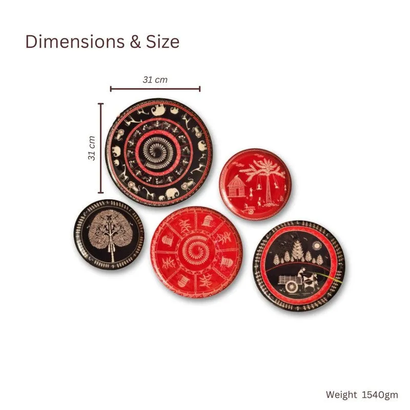 Warli Charm Wall Plate - Set Of Five media 8