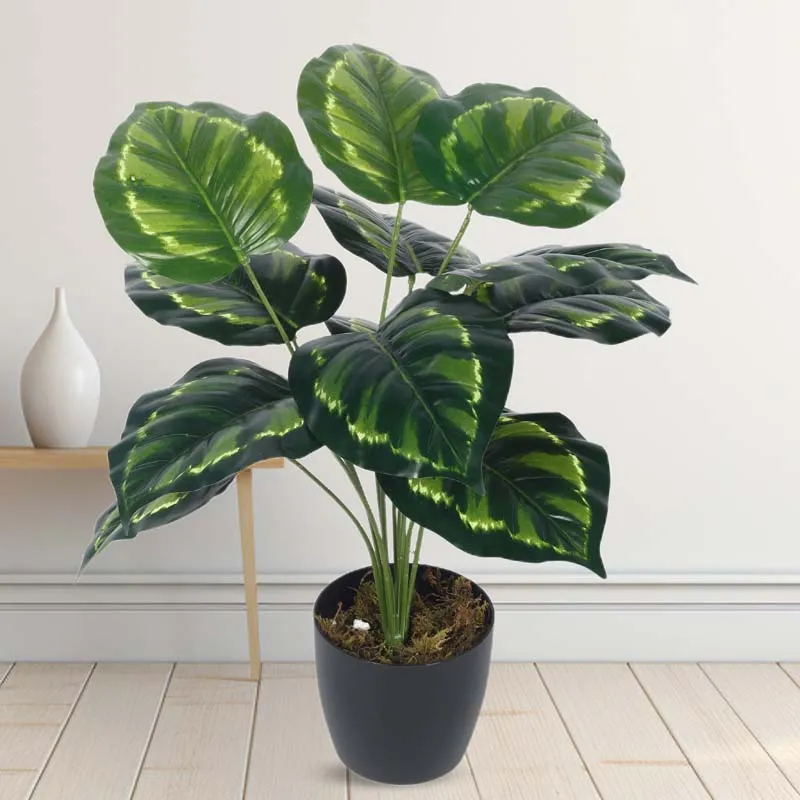 Faux Lush Krasten Monstera Plant With Black Plastic Pot - 1.8 Feet media 2